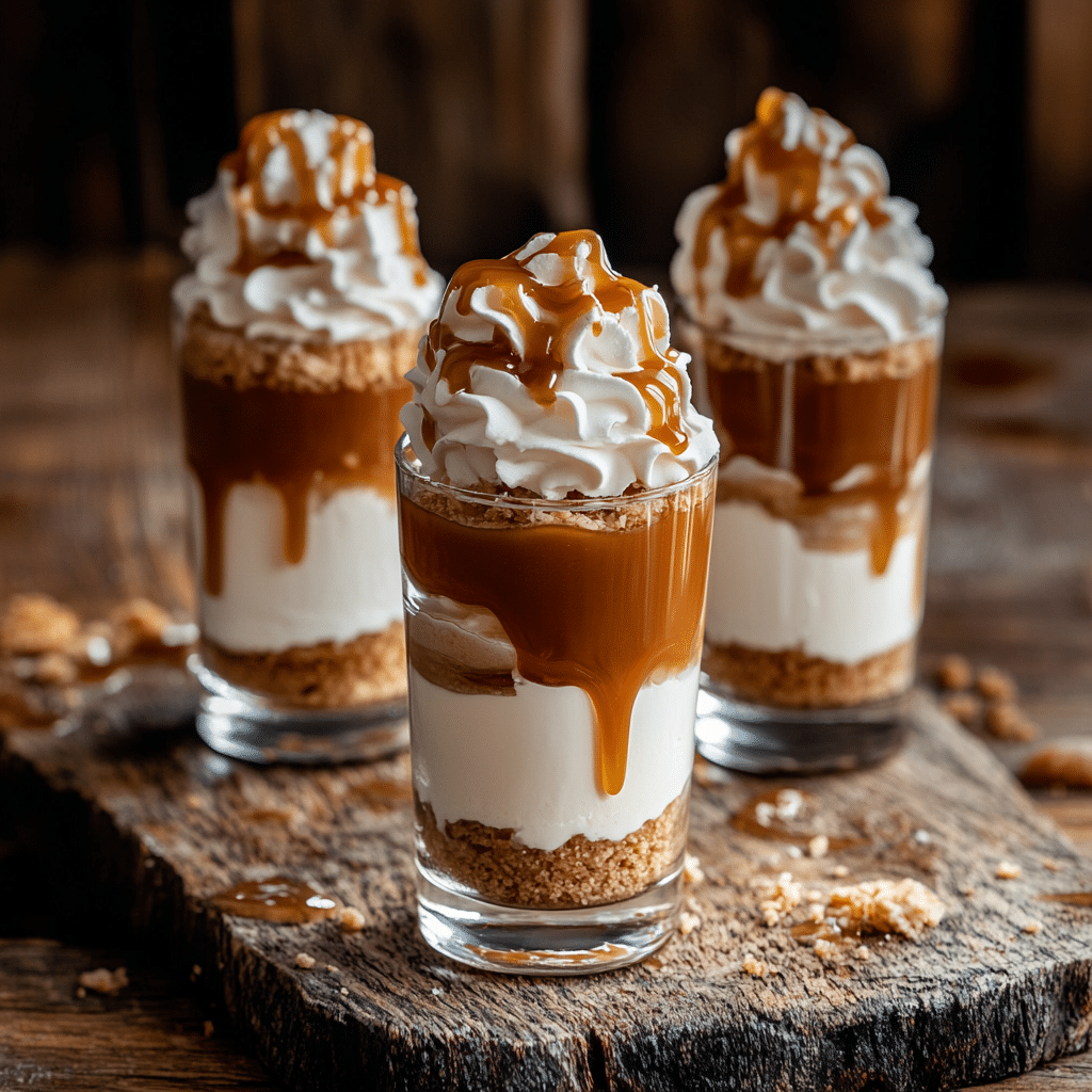 no bake caramel cheesecake shooters
